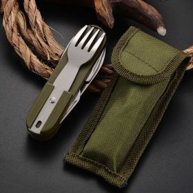 7 In 1 Multifunctional Outdoor Tableware Stainless Steel Foldable Fork Spoon Knife