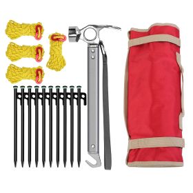 Tent Stakes Camping Hammer Tent Pegs Set Camping Accessories Kit with 9.84FT Reflective Ropes