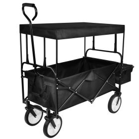 YSSOA Heavy Duty Folding Portable Hand Cart with Removable Canopy, 8'' Wheels, Adjustable Handles