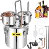 VEVOR Alcohol Still, 13.2Gal / 50L Stainless Steel Water Alcohol Distiller Copper Tube