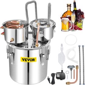 VEVOR Alcohol Still, 13.2Gal / 50L Stainless Steel Water Alcohol Distiller Copper Tube