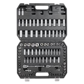 VEVOR Socket Set, 1/4" and 3/8" Drive Socket and Ratchet Set, 6-Point Socket Opening, 106 Pcs Tool Set SAE and Metric, Deep and Standard Sockets