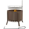 Outsunny 2-in-1 Smokeless Fire Pit, BBQ Grill, 19" Portable Wood Burning Firepit