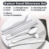 8Pcs Travel Silverware Set with Case Portable Utensils for Camping