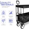 YSSOA Heavy Duty Folding Portable Hand Cart with Removable Canopy, 8'' Wheels, Adjustable Handles