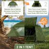 84.6*34.5*49.2in military green camping tent with tent storage bag and camp bed