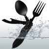 1pc New Outdoor Folding Multifunctional Knife; Fork And Spoon Set