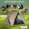 6-Sided Pop-up Family Tent with Rainfly Skylight 3 Doors and Windows