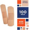 Adhesive Bandages. Pack of 100 Sterile Fabric Bandages 1" x 3" for Wound Protection