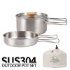 Outdoor hiking 304 stainless steel pot folding handle camping portable frying pan soup pot