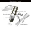 7 In 1 Multifunctional Outdoor Tableware Stainless Steel Foldable Fork Spoon Knife