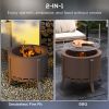 Outsunny 2-in-1 Smokeless Fire Pit, BBQ Grill, 19" Portable Wood Burning Firepit