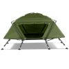 84.6*34.5*49.2in military green camping tent with tent storage bag and camp bed