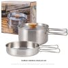 Outdoor hiking 304 stainless steel pot folding handle camping portable frying pan soup pot