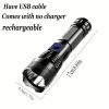 USB Chargeable Strong Light Handheld Flashlight; Plastic Material; Camping Backpacking Hiking