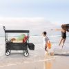 YSSOA Heavy Duty Folding Portable Hand Cart with Removable Canopy, 8'' Wheels, Adjustable Handles