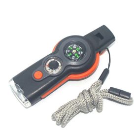 7 In 1 Military Survival Whistle, Multitool (Color: Orange)