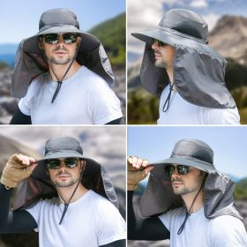 Wide Brim Sun Screen Fisherman's Hat With Neck Flap (Color: Khaki, size: 58-60cm/22.83-23.62in)