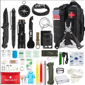 Outdoor SOS Emergency Survival Kit Multifunctional (Color: Advanced black, Ships From: China)