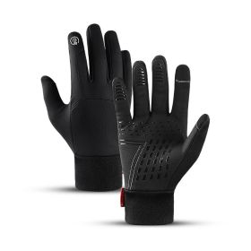 Winter Men Women Gloves Touch Cold Waterproof Motorcycle (Color: Black, size: XL)