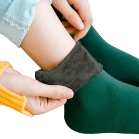 New Velvet Women Winter Warm Thicken Thermal Socks (Color: Dark green)