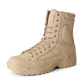 Combat Boot Men Women Climbing Training Lightweight Waterproof (Color: sand color, size: 40)