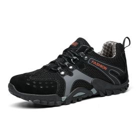 Men Outdoor Hiking Shoes Mountain Climbing Trekking Sneakers (Color: Black, size: 39)