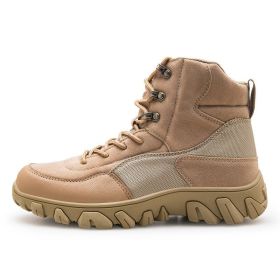 New Men's Military Boots High Top Outdoor Hiking Shoes (Color: Beige, size: 40)