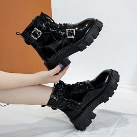 New Fashion Winter Women Boots Warmth Platform Ankle Boots (Color: Black 1, size: 40)