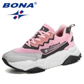 BONA New Designers Trendy Sneakers Women Jogging Shoes Trainers (Color: Light gray pink, size: 7.5)