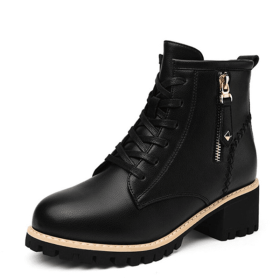 Women Boots New Fashion Ladies Shoes Zipper Warm Ankle Boots (Color: Black, size: 40)