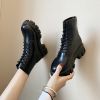 Botas Women Motorcycle Ankle Boots Wedges Female Lace Up Platforms