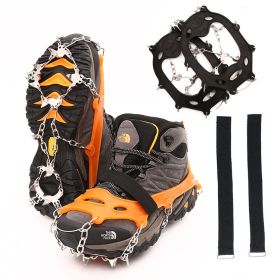 Snow climbing type material 19 tooth stainless steel anti-skid shoe cover (Number of teeth: 19 teeth L, colour: black)