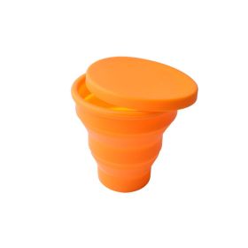 1pc Soft Silicone With Lid; Retractable Mini Folding Water Cup (Color: Orange)