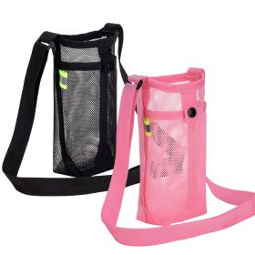 2pcs Water Bottle Holder ; With Adjustable Shoulder Strap (Color: Black + Rose Red)