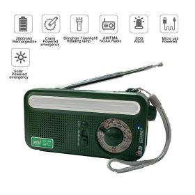 Emergency Radio Hand Crank Solar; Portable Weather Radio AM/FM/WB/NOAA (Color: Green)