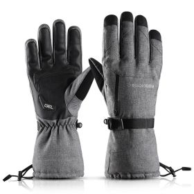 Ski Gloves Waterproof Gloves with Touchscreen Function Thermal Snowboard (Color: Grey, size: L)