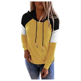 New Women's Blouse Loose Hooded Pullover Long Sleeve (Color: Yellow, size: XXL)