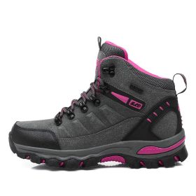 Waterproof Hiking Shoes Men Women Sneakers Mountain Climbing Shoes (Color: Pink, size: 38)