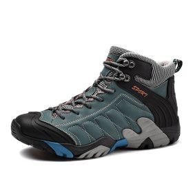 High quality Men's Hiking Shoes Outdoor High top Hunting Boots (Color: 2058grayblue, size: 46)