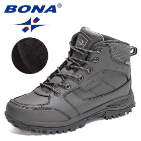 BONA New Designers Casual Winter Outdoor Snow Shoes Men Fashion (Color: Dark grey S gray, size: 9)