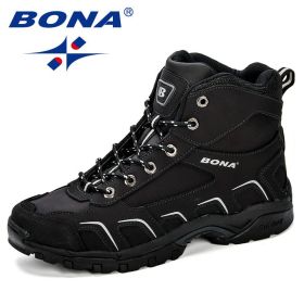 BONA New Trendy Design Men Hiking Shoes Anti-Skid Mountain Climbing Boot (Color: Black, size: 8)