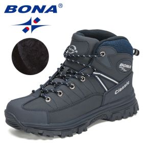 BONA New Designers Classics Winter Snow Boots Men (Color: Deep blue S gray, size: 10)