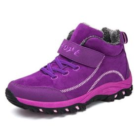 Waterproof Winter Mens/Womens Boots/Shoes Warm Fur (Color: Purple, size: 7)