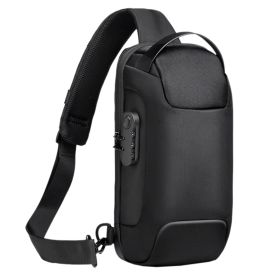 Men's Sling Backpack Waterproof Anti-theft Shoulder Crossbody Chest Bag (Color: Black)