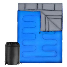 Traveling Camping Portable Double Person Sleeping Bag W/ 2 Pillows (Type: Sleeping Pad, Color: Blue)