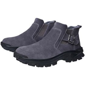 Cowhide Safety Shoes Work Boots (Color: Grey, size: 40)