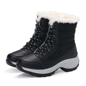 Women Boots Waterproof Winter Shoes Women Snow (Shoe Size: 6.5, Color: Black)