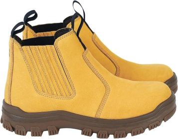 LASTING PINNIP Mens Steel Toe Chelsea Work Boots (Color: Yellow, size: 13)