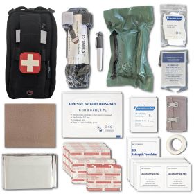 Field First Aid Kit (IFAK) | 44 Piece | Compact Personal First Aid Kit (Color: Black)